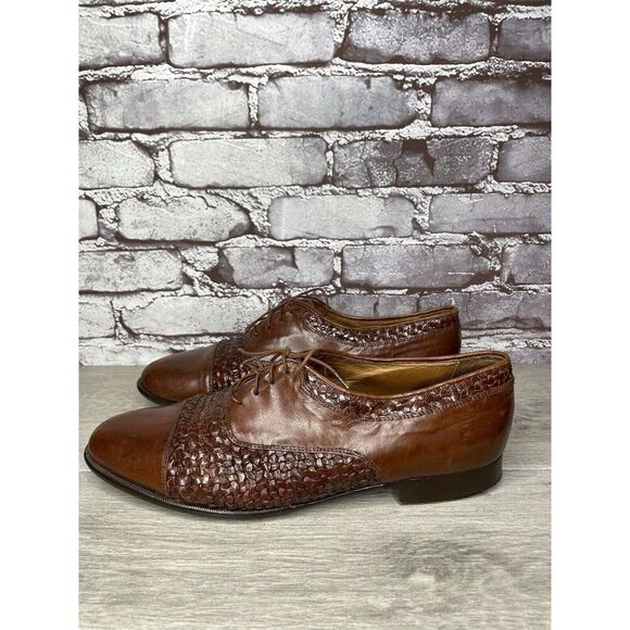 Johnston Murphy Domani Brown Leather Cap Toe Basketweave Lace Men 10.5M US/43EU main image 8